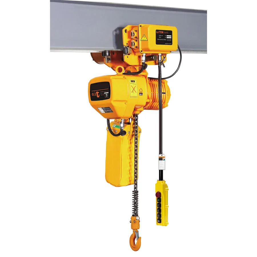 Electric Chain Hoist Construction Lifting Machine Remote Control with Electric Trolley Single Speed 500kg Capacity 4 Movements