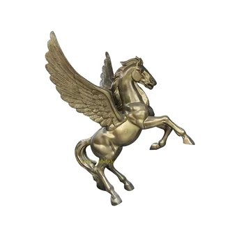 New Product Fiberglass Gold Winged Jumping Life Size Horse Statue - Buy ...