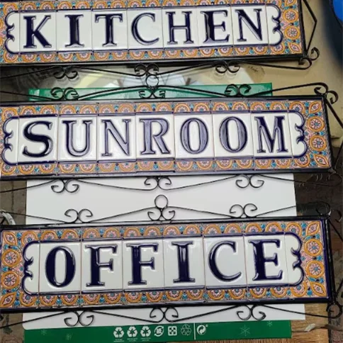 Factory Custom Glazed Letters and Numbers 3.5*7.5cm Hand-painted Ceramic Tiles  Wall Deco Tile
