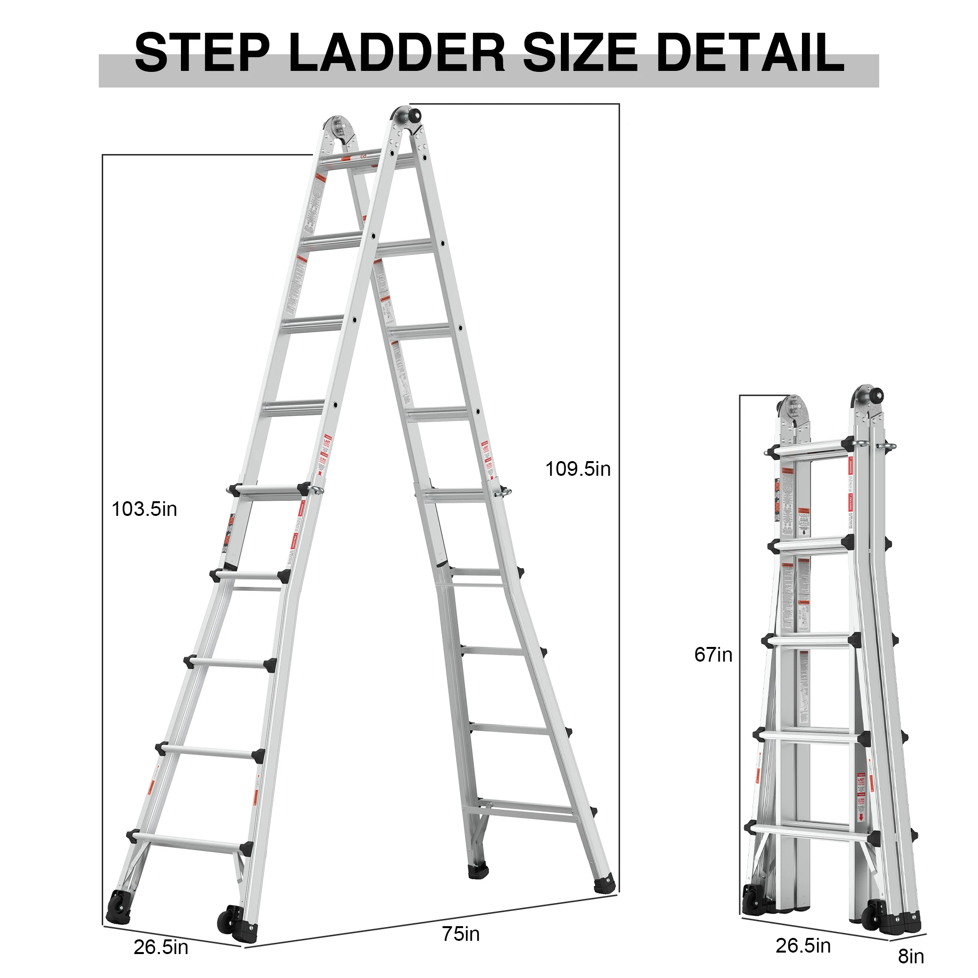 Aluminum Frame Extension Foldable Ladder Telescopic Ladders With