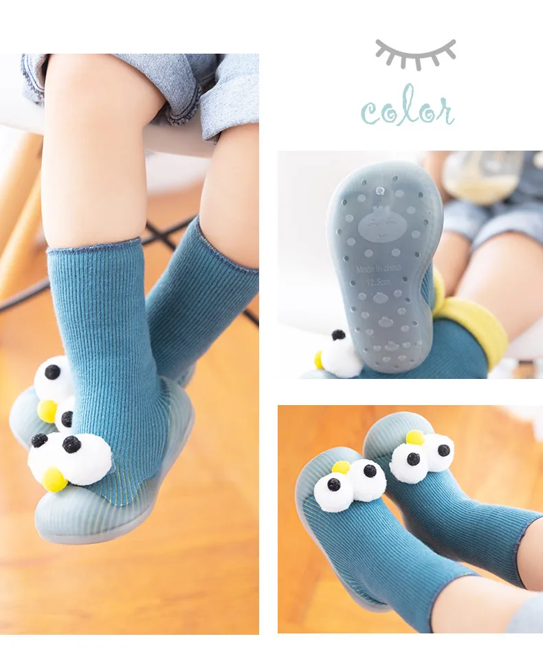 plus velvet Baby toddler shoes soft sole cartoon eyes non-slip socks shoes children walking shoes supplier