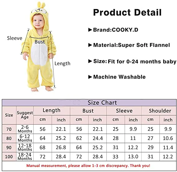 Unisex Baby Hooded Romper Outfits 0-24 Months