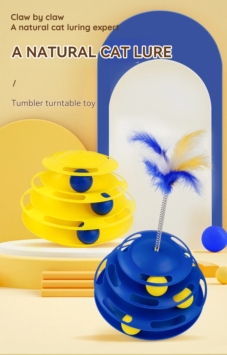 New Cat Toy Interactive Three-layer Cat Turntable Track  Self Hi Toy Cat-teasing Stick  Wholesale details