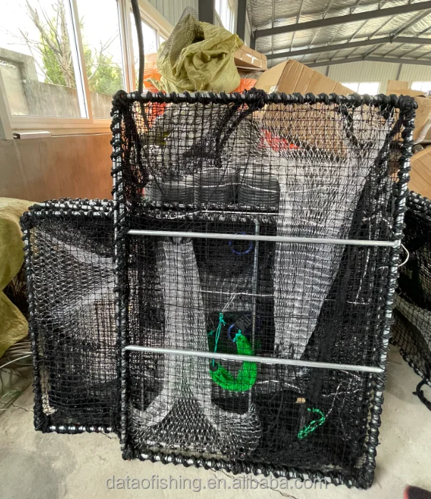Aluminum Alloy Solid Frame Lobster / Crab /fishing Trap Black Pe Net
