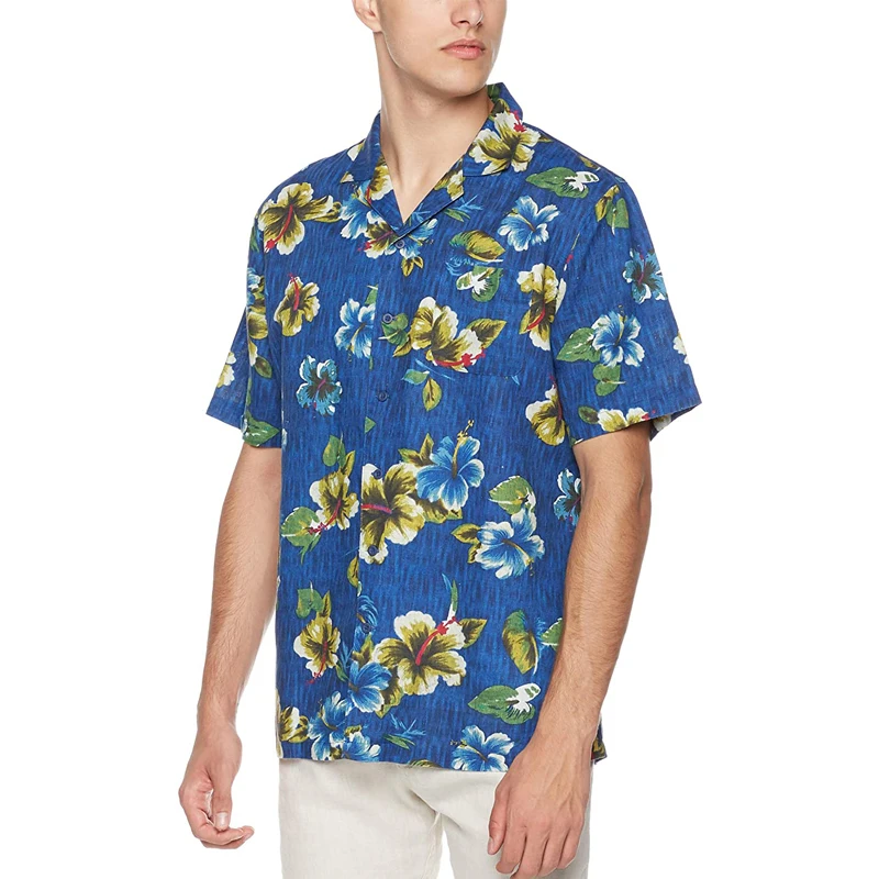 Hawaiian Vacation Hibiscus Plus Size Shirt Men's Short Sleeve Linen ...