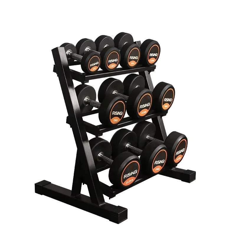 Rising Fitness Strength Training Free Weights Home Use Steel Core Black Unisex Rubber Bumper Dumbbells Set