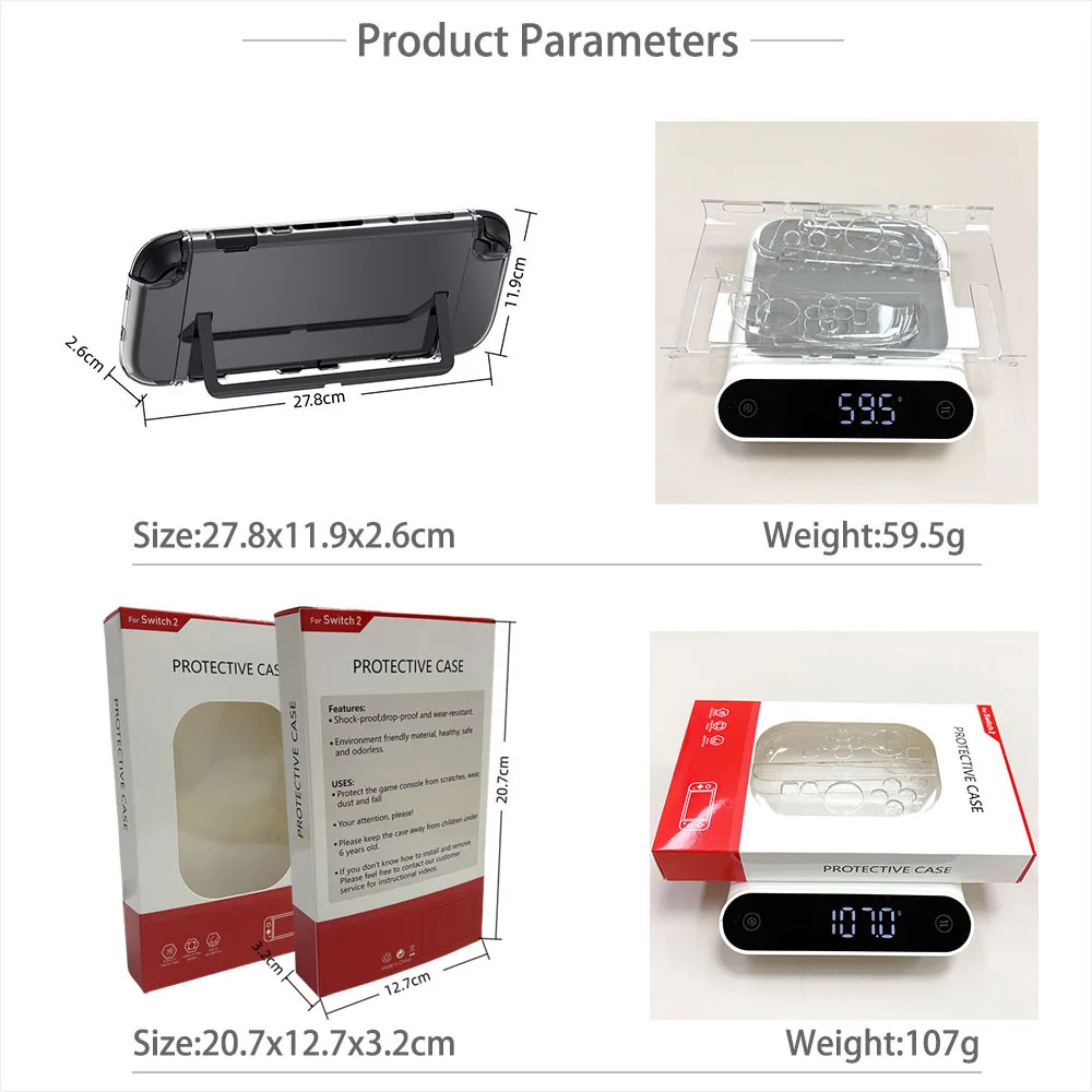 product laudtec high precision hole anti drop clear transparent cover split protective cover crystal shell  case for nintendo switch 2-8