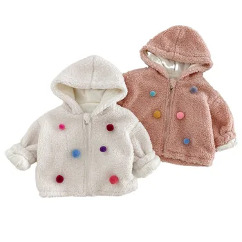 Plush baby coat winter Korean style children clothing girls baby fashion warm fashion sweet baby top