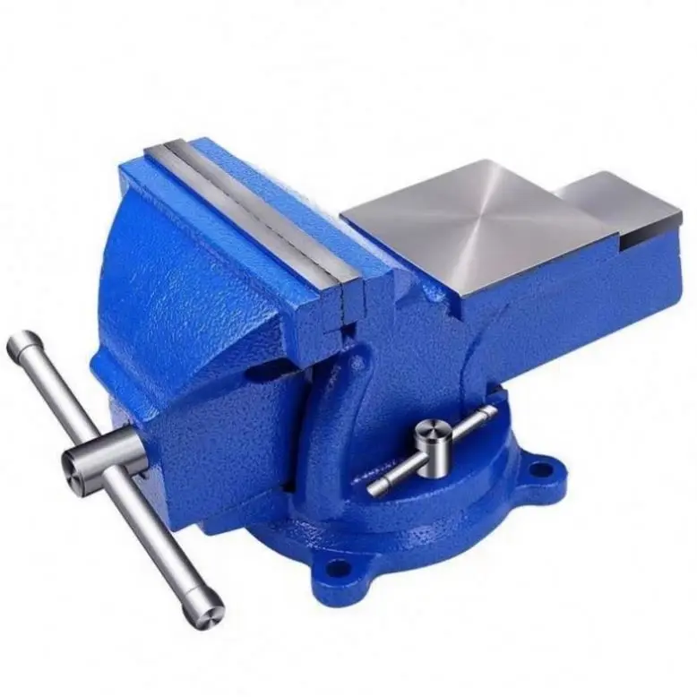 Hot Sale China TEBAK Heavy Duty Cast Iron Bench Vise With Free Rotate Round Mounting Base