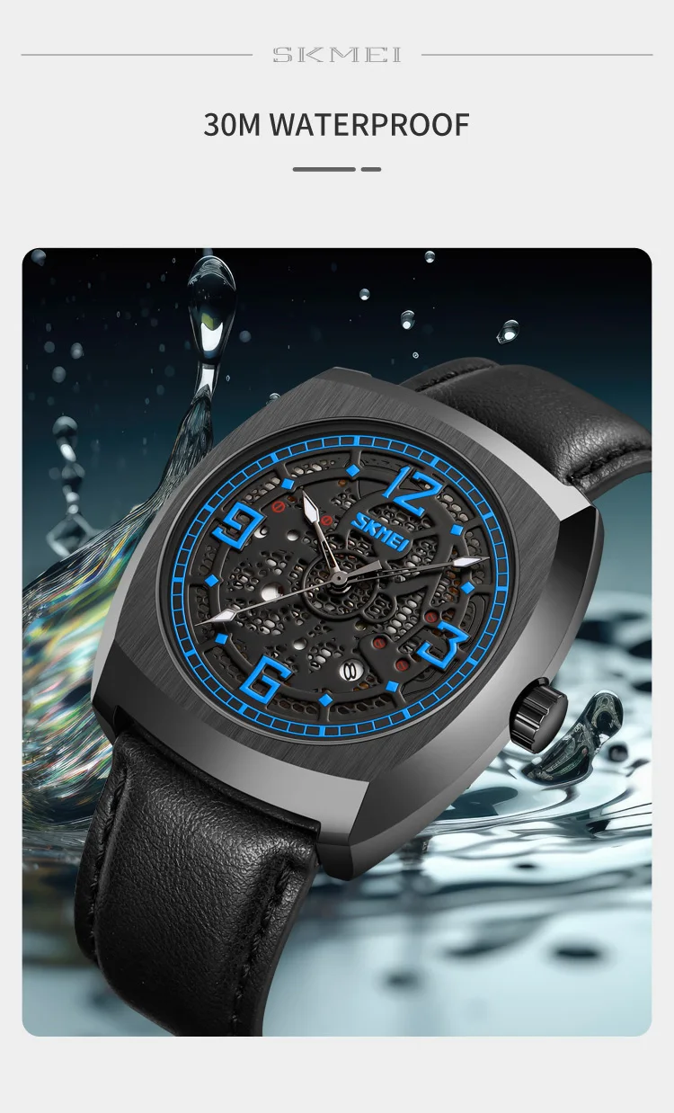 Skmei 9336 elegance guangzhou man quartz watch new arrival Genuine Leather band waterproofing Chronograph Casual watch supplier