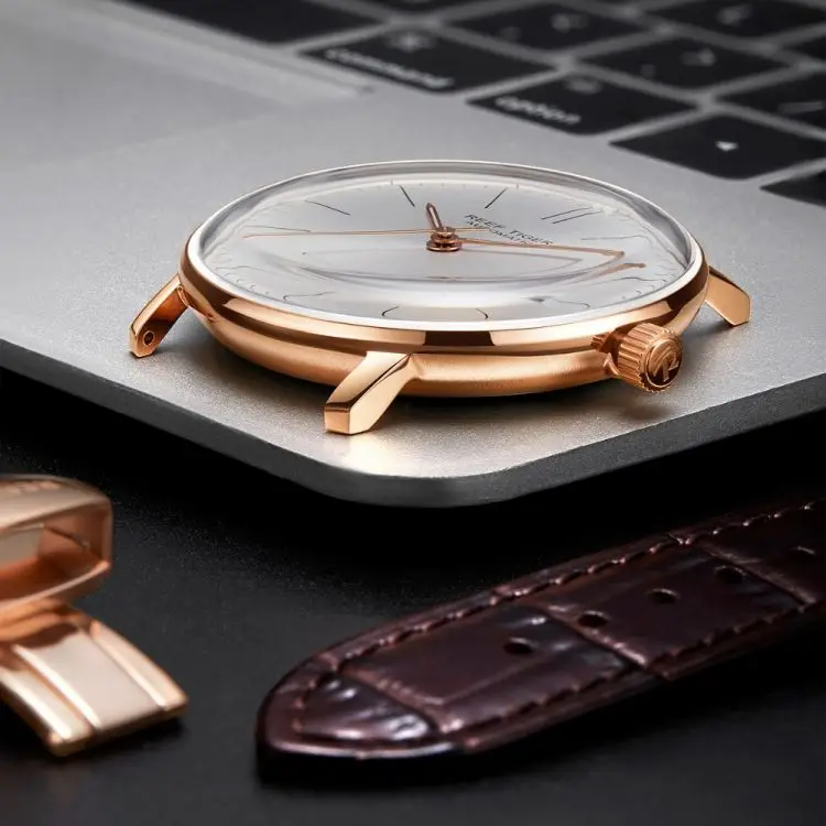 REEF TIGER RGA8215 Rose Gold Automatic Dress Watch for Men with Brown Leather Strap, Luminous & Water Resistant REEF TIGER RGA8215 Rose Gold Automatic Dress Watch for Men with Brown Leather Strap, Luminous & Water Resistant