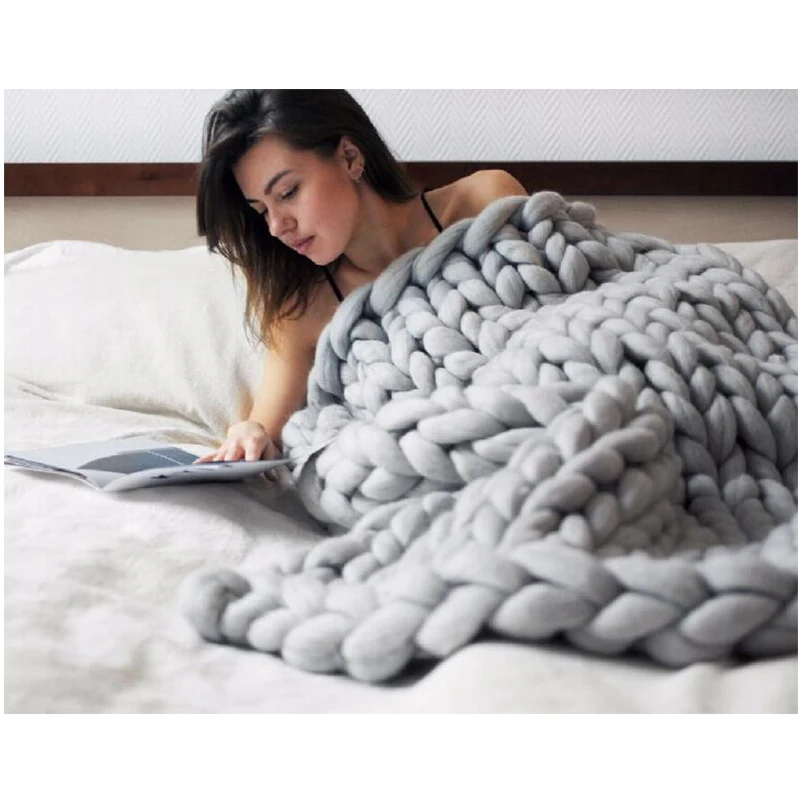 Merino Wool Blanket Knit Blanket For Bed Best Seller Handmade