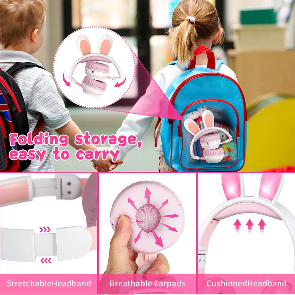 Shenzhen New Style Rabbit Gaming Earphone Over Ear Bluetooth Headphone with Mic for Kid