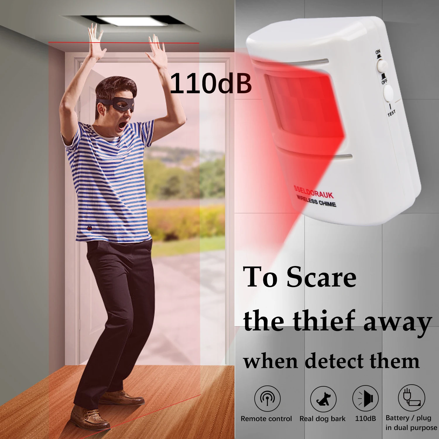 High Quality Certification ABS Plastic Smart Dog Barking Sounds Security Dog Doorbells