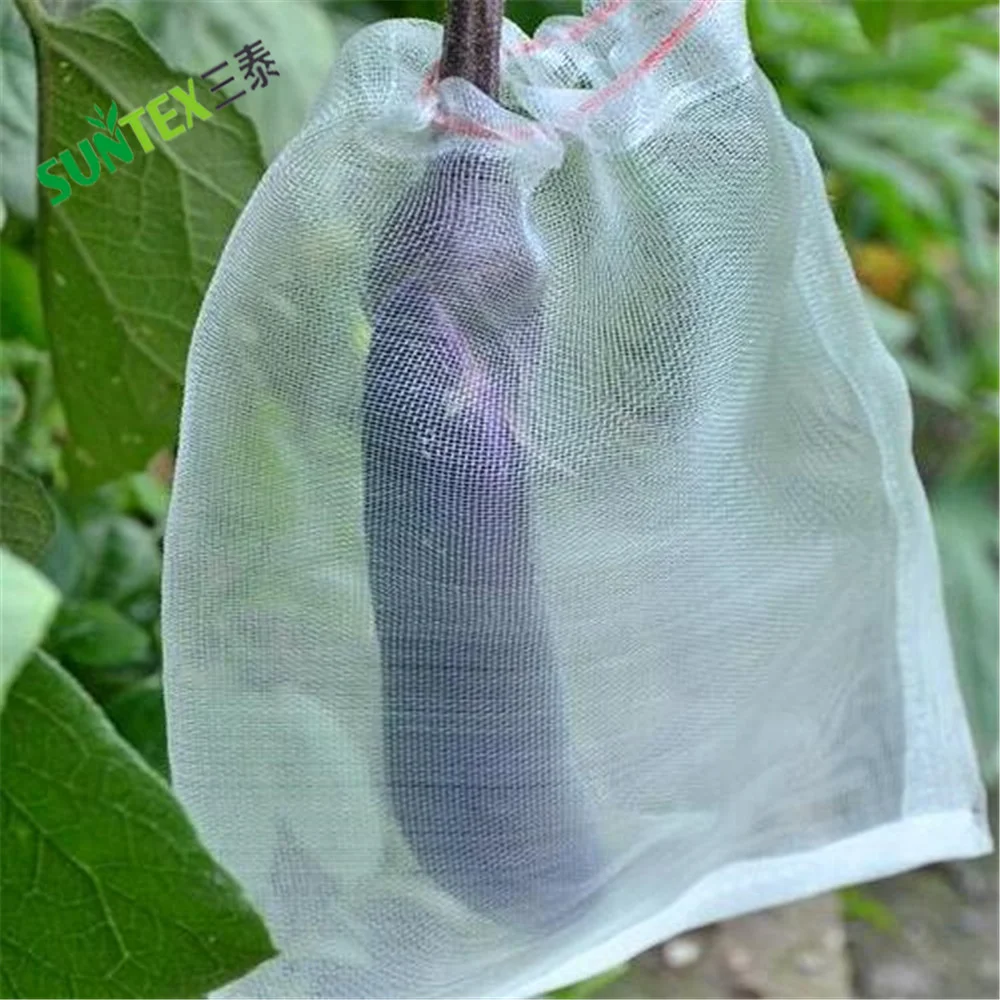 Bolsas blancas para verduras, bolsas de red de malla para frutas con  cordón, bolsas para cubrir frutas, contra insectos y pájaros