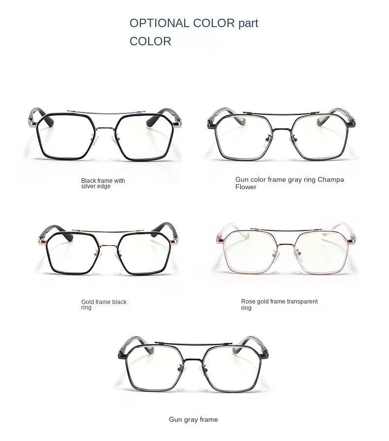 K0039 Simple Design Eyeglasses Retro Style Metal Frame Optical pilot Glasses With Flower Decoration