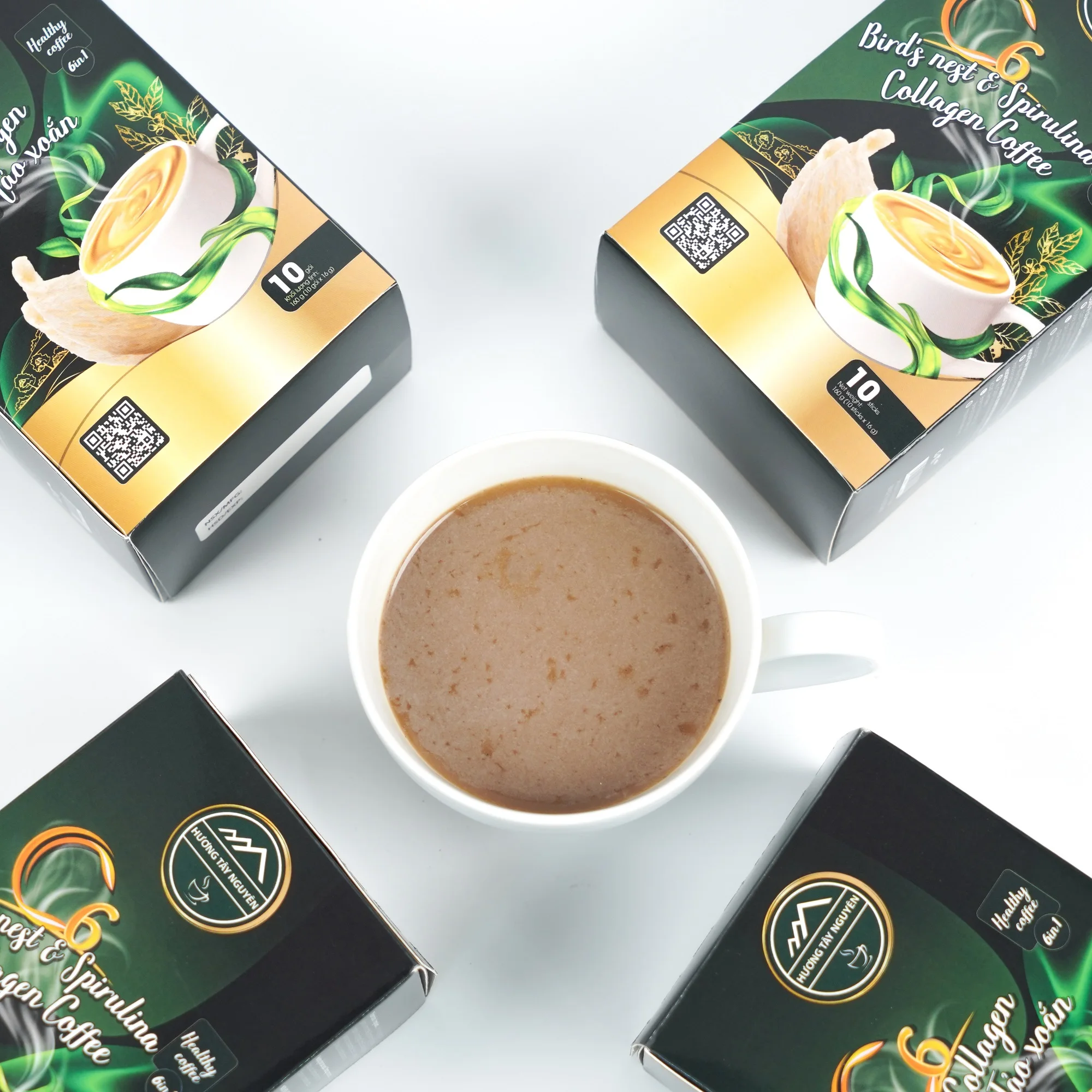 10 Sticks 6in1 Collagen Bird's Nest Spirulina Beverages Premium 0.16kg