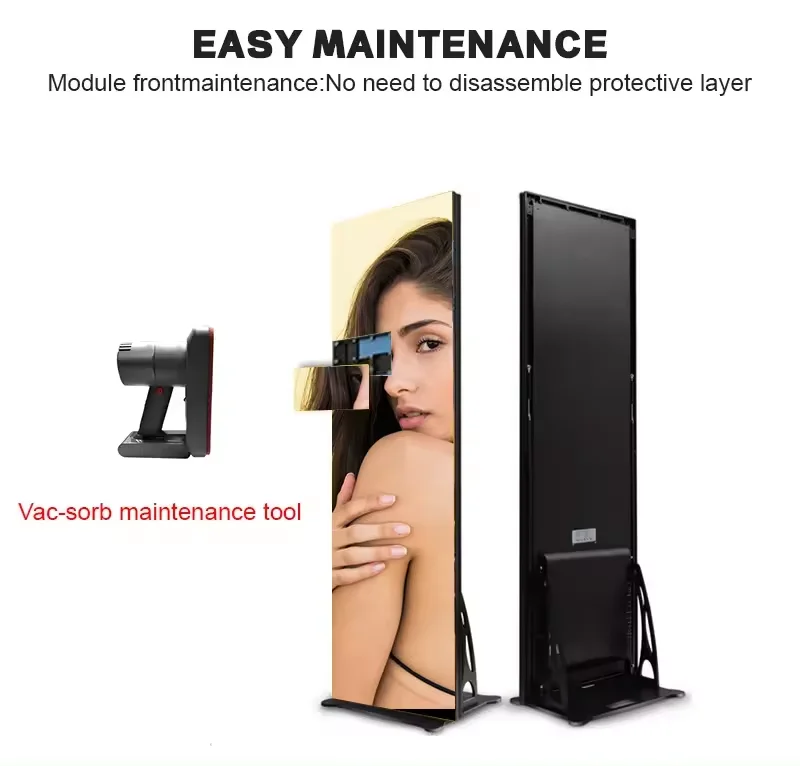 P2 High-Resolution Portable Indoor LED Display WIFI & USB Controlled Standing Poster Screen Panel details