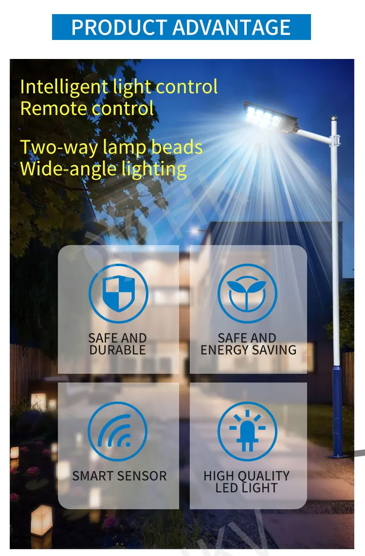 ABS Housing IP65 Integrated Solar LED Street Light 300W For Street Garden