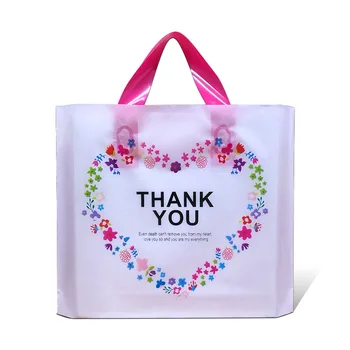 Thank you fashion clear printing packaging bags handle big small carrier plastic package bag manufacturer