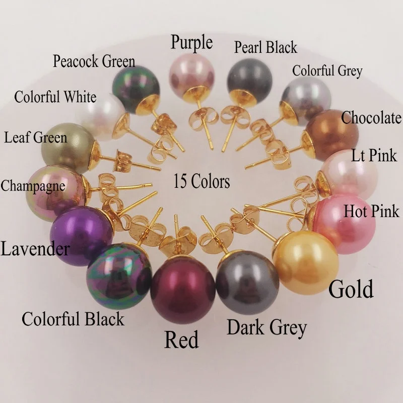 Stainless Steel Titanium Pearl Stud Earring Gold Filled Stud Pearl