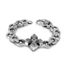 BRCROSS03ANTIQUESILVER Bracciale a catena spessa con croce intagliata