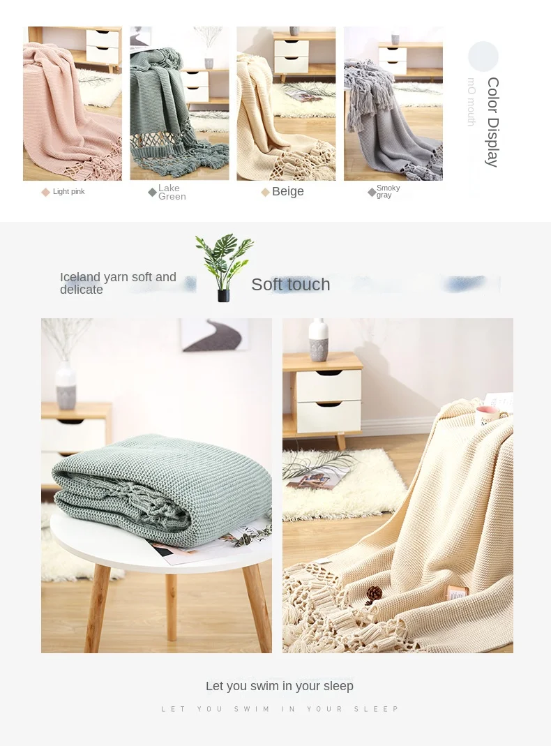 Tassel Hollow-Out Bed Flag Runner Fluffy Weighted Chunky Knit Throw Blanket Home Decorative Sofa Cover Blankets Qy manufacture