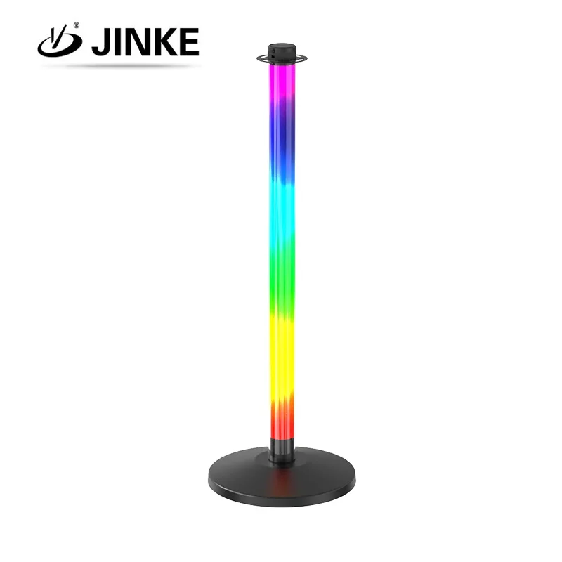 Jinke New Design Transparent Crowd Control Queue Pole Retractable Belt Post Rope Barrier RGBW LED Light clear Stanchions