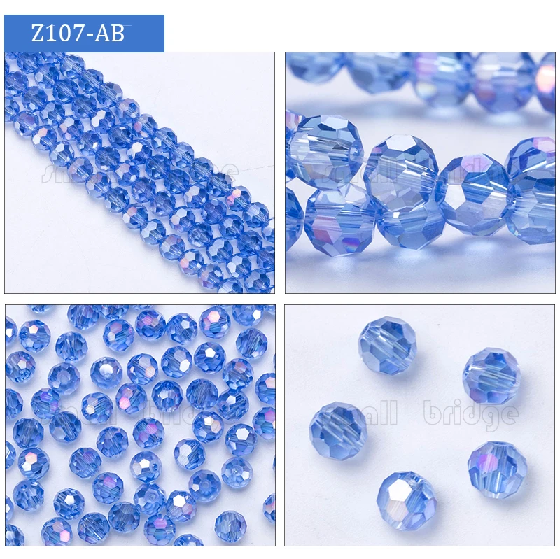 Factory direct 3 4 6 8mm Round Spacer Glass Beads With Holes Jewelry Accessories For Necklace Earring supplier