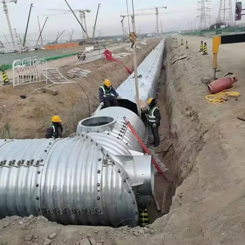 Two Plates Assembled Corrugated Armco Drain Rectangular Pipe Price Half-round Stainless Galvanized Steel Corrugated Pipe Culvert