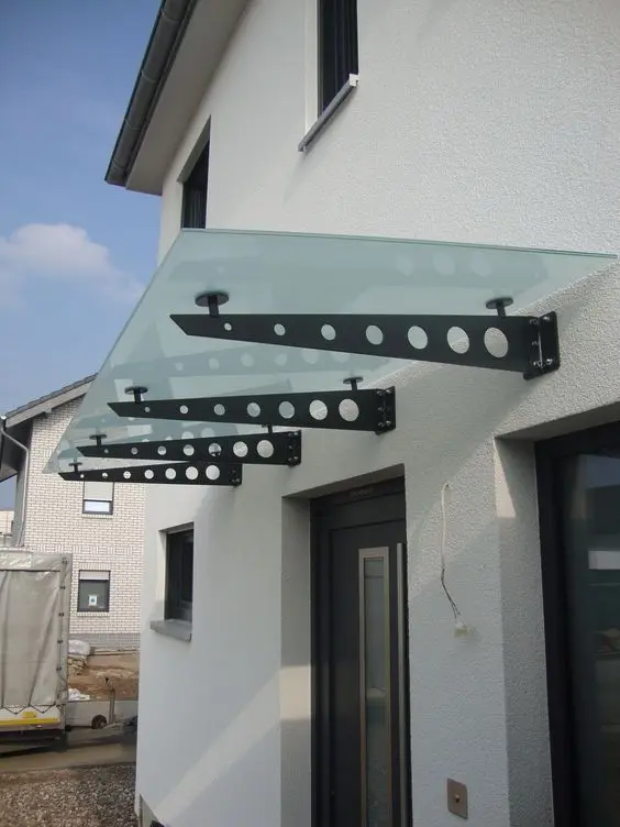 CBMMART Latest Factory Glass Canopy Fittings Exterior Sun Shade Stainless Steel Glass Canopy