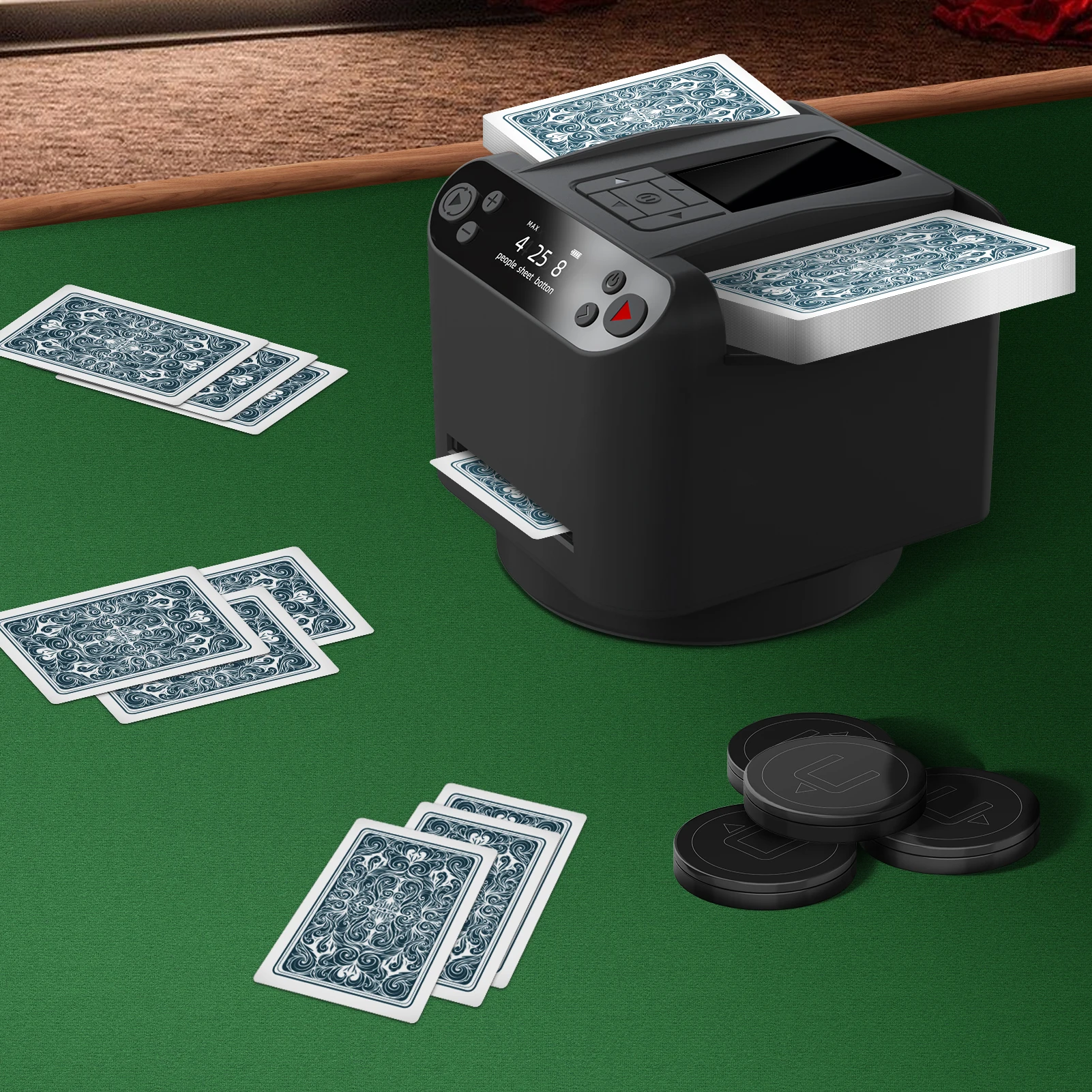 Automatic Card Shuffler And Dealer Machine Wireless Remote Distribution