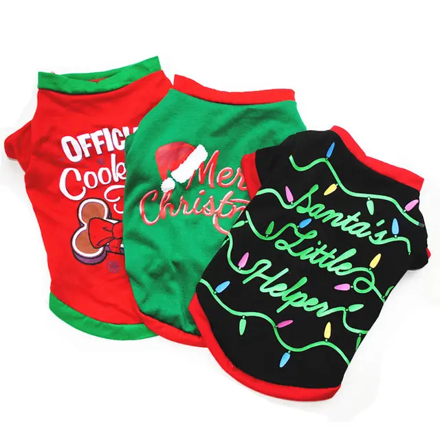 Amaz High Quality Small Cotton Pet T-shirt Christmas Dog Clothes