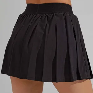 2026 New Women's Sportswear Custom Nude Black Fitness Yoga Tennis Skirts Breathable 4-Way Stretch Pleated Golf Dress Pocket