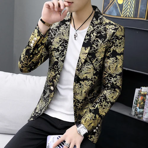 Mens Slim Fit Gold Blazer Jacket Men Nightclub Blazer Wedding Party Suit Jacket Stage Singers Coats for Men Mens Slim Fit Gold Blazer Jacket Men Nightclub Blazer Wedding Party Suit Jacket Stage Singers Coats for Men