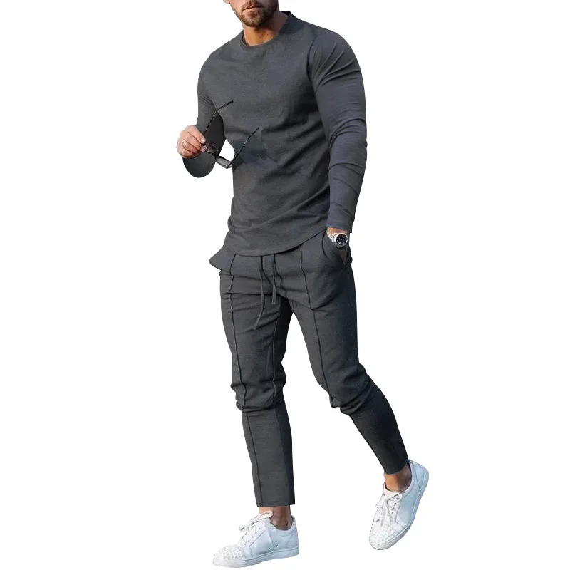 Fall And Winter Men Two Piece Sets Casual Tracksuit O Neck Long-sleeved ...