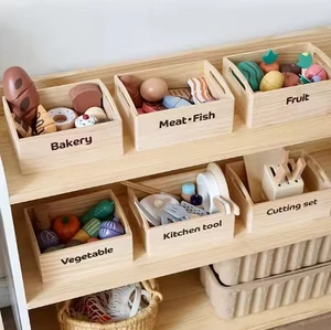 Hot Style Wooden Cutting Toy Set Kitchen Food Game Early Educational Mini Wood Preschool Role Play for Kids Toddler Boys Girls