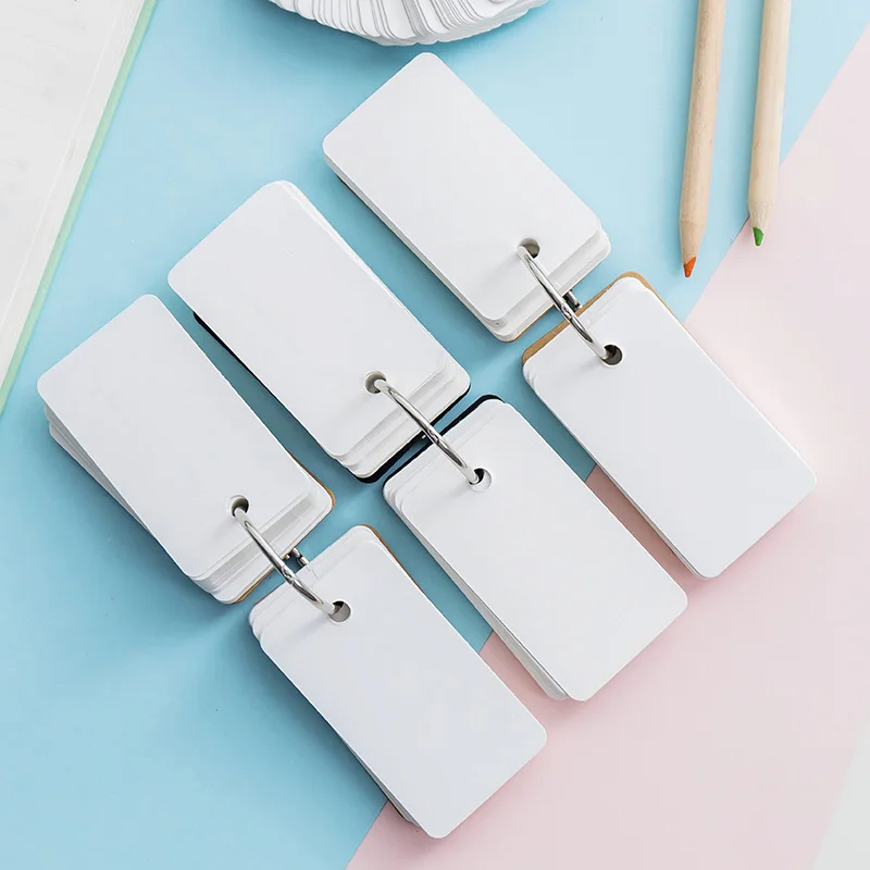 MotBach 300-Pack White Flash Cards With Rings - 3.5"x2.2" Blank Index Cards For Study & Notes