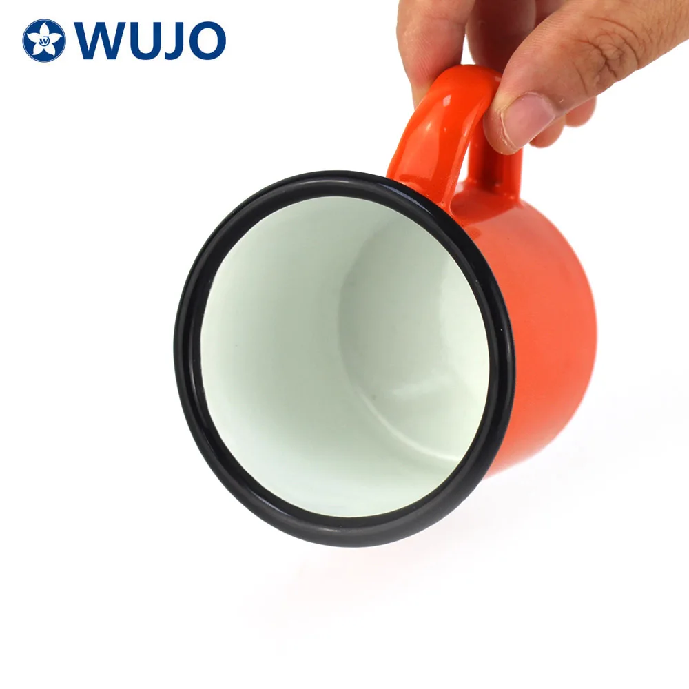 WUJO Small Retro Enamel Camping Coffee Mug Color Glazed 6cm Enamel Mugs