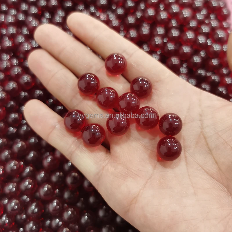 High Quality Ruby Corundum Stone Ball Price Per Piece Synthetic Ruby Corundum Round Beads