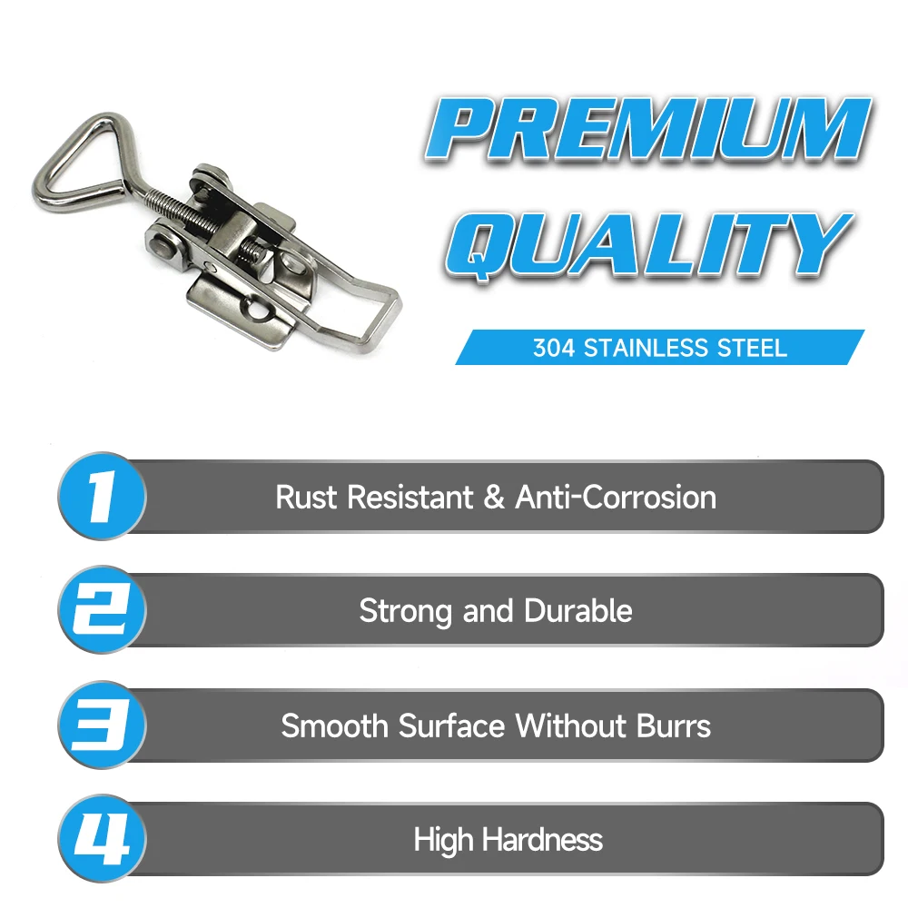Custom SS304 Flexible Spring Loaded Draw Toggle Latch Industrial Buckle Lock Catch Clamp Hasp OEM/ODM