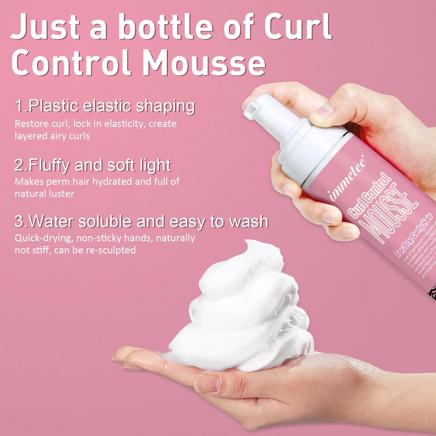Hair Mousse Styling Foam Anti Frizz Strong Fast Styling Lasting Ladies