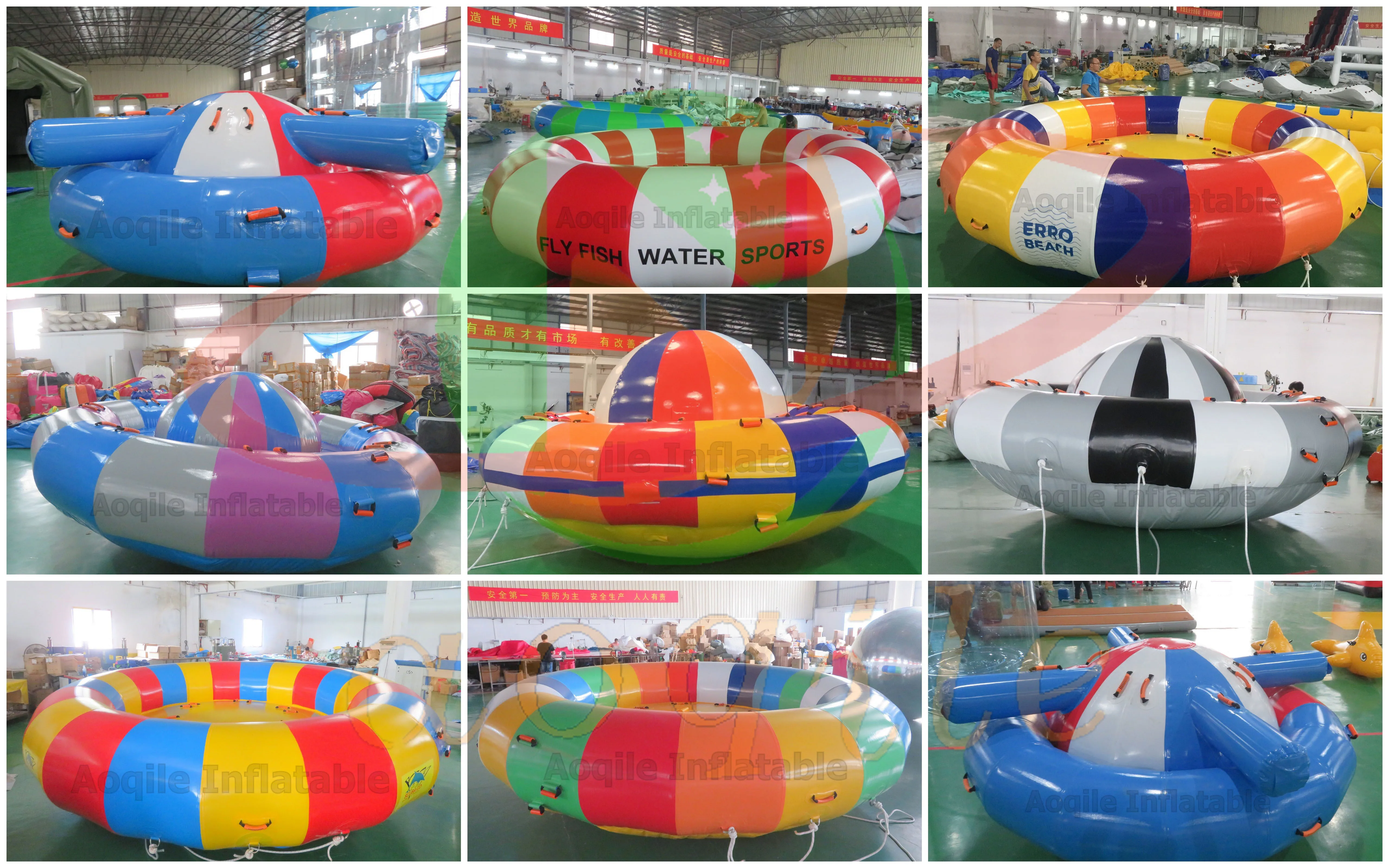 Deportes acuáticos remolcables inflables, juguete inflable del agua del barco de la discoteca, OVNI loco giratorio inflable