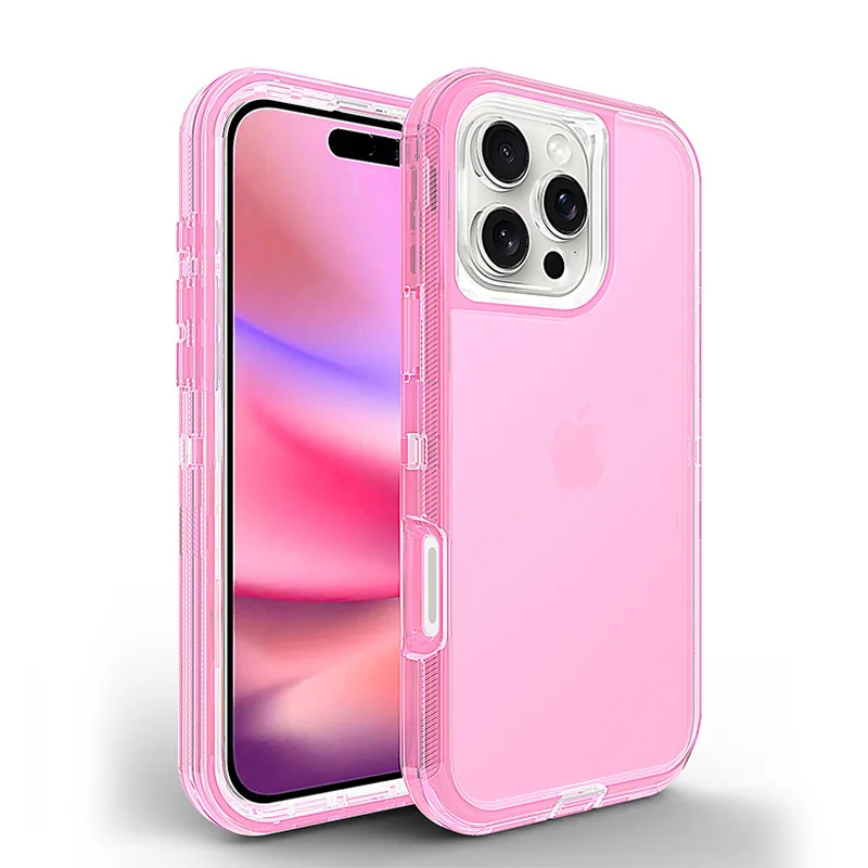 3 in 1 Defender Hybrid Transparent Tough Back Cover Protective Phone Case for iPhone 16 16pro 16 Pro Max