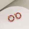 Rose gold and colored rhinestone earrings