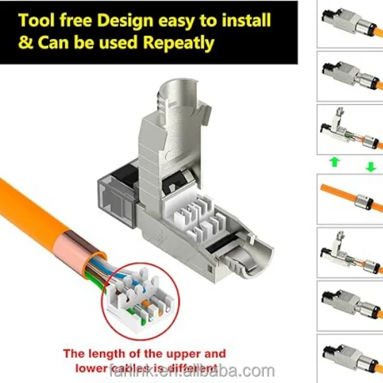 High Quality Cat8 Field Termination Plug Toolless Shield Rj45 Cat8 ...