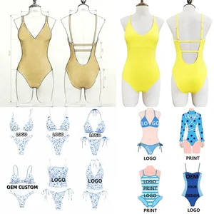 OEM Custom Influencer Collection Swimwear Beachwear Cross-Back Bikini Set Sexy One-Piece Bikinis Fashion Photo-Ready Swimsuits
