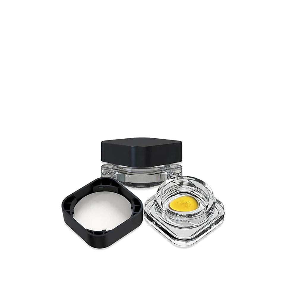 Child Resistant 3ml 5ml 7ml 9ml Cream Concentrate Containers Mini Round Qube Glass Jar