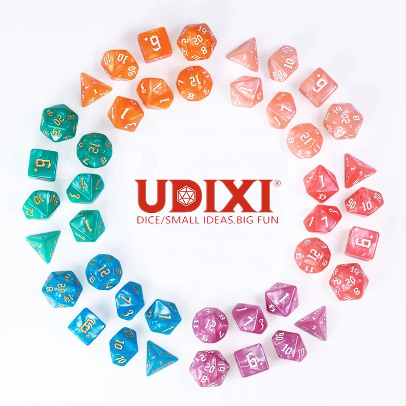 Udixi, пластиковые многогранные акриловые Подземелья и Драконы на заказ, игральные кости dnd d & d, набор ролевых игр 16 мм