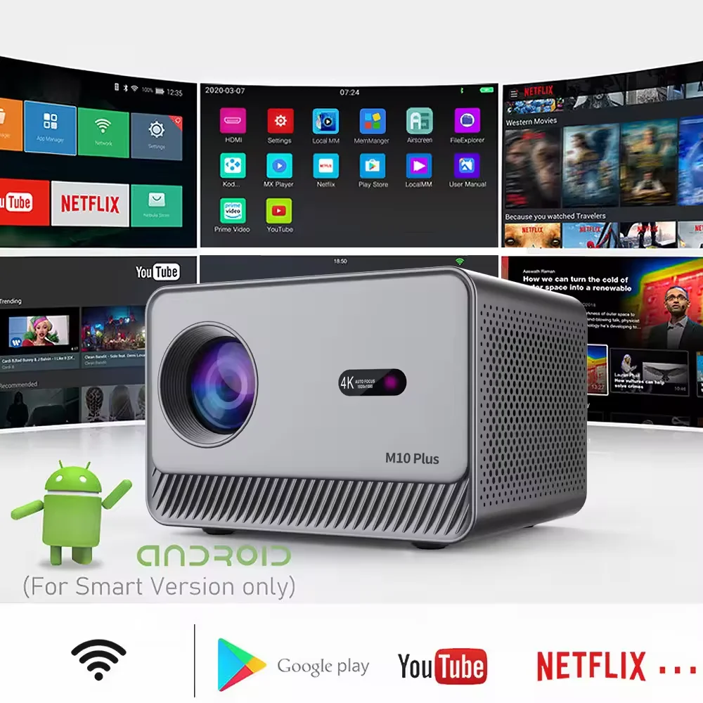 Large Selling M10 Plus Smart Android Beamer 720P HD Support 1080P 4K Portable Mini Home Movie Video Projector